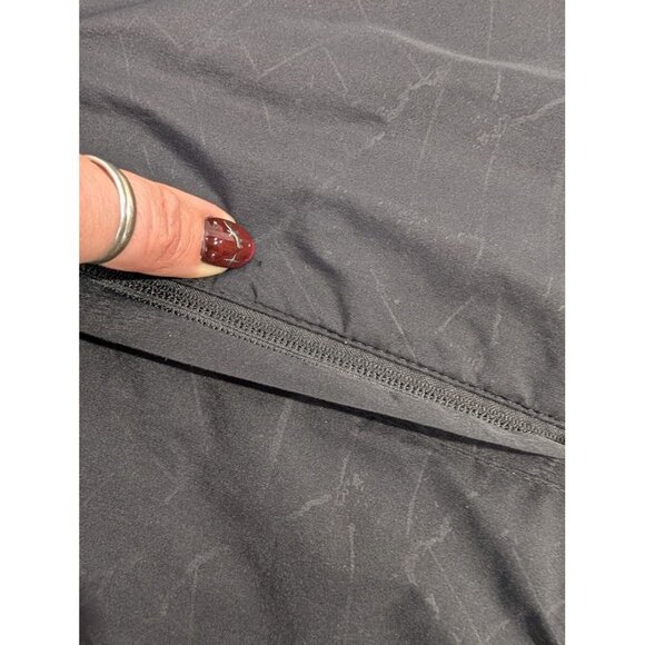 Modetta womens size Medium black geometric rain jacket wind breaker, hood zip T8 - Picture 13 of 14